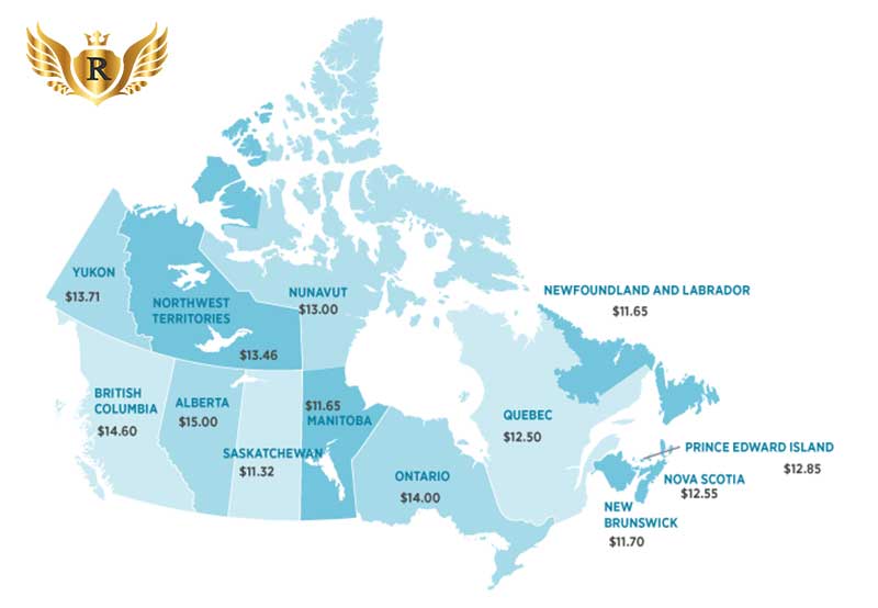 حداقل حقوق و دستمزدها در کانادا بر حسب استان